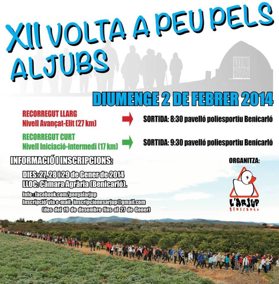 Rètol de la XII Volta a peu pels aljubs de Benicarló 2014