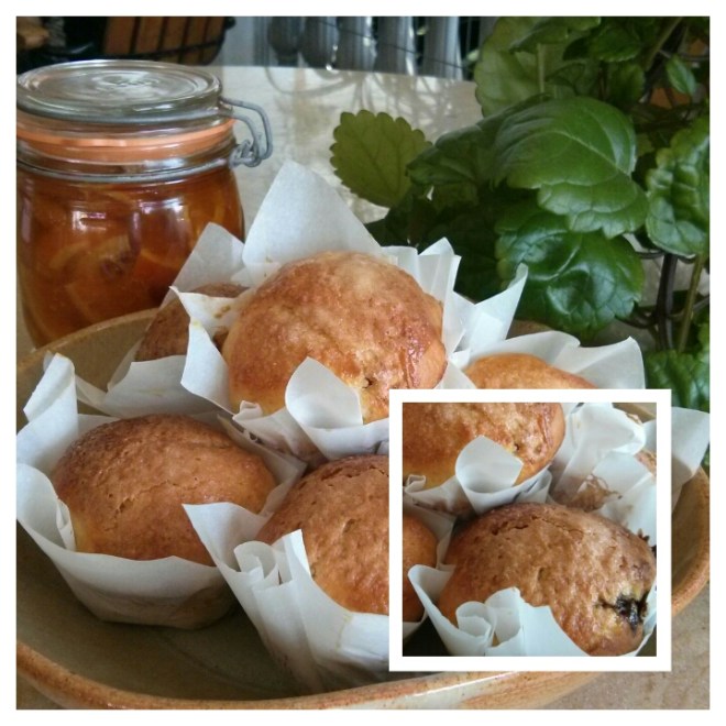 Bollos rellenos de confitura de naranja y crema de chocolate